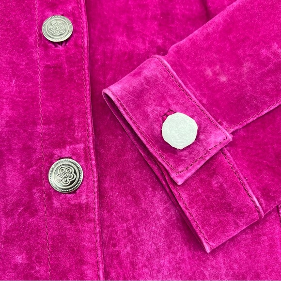 NWOT Gorgeous French Laundry Fuchsia Leather Button Up Jacket – Size Large - Picture 4 of 14